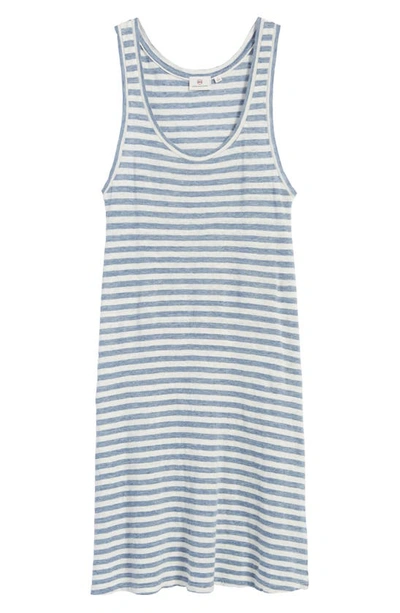 Shop Ag Avril Linen Tank Dress In Heather Blue/ Powder White