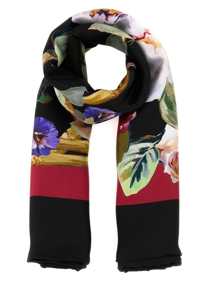 Shop Dolce & Gabbana Woman Printed Silk Foulard In Multicolor