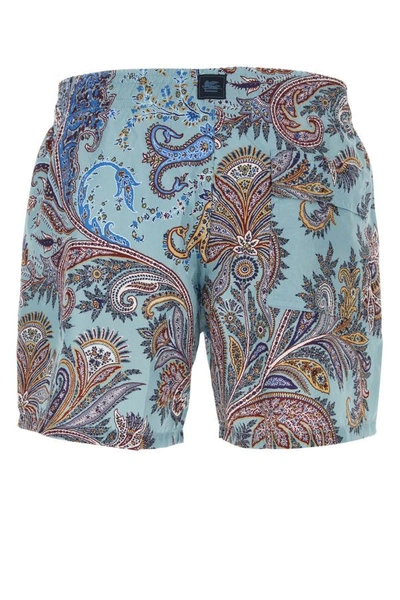 Shop Etro Man Printed Polyester Swimming Shorts In Multicolor