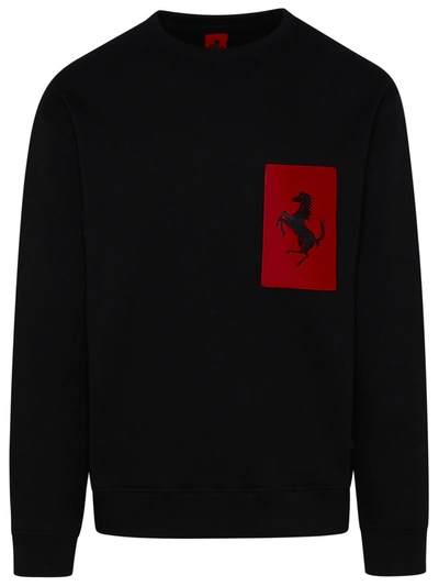 Shop Ferrari Black Cotton Sweatshirt Man