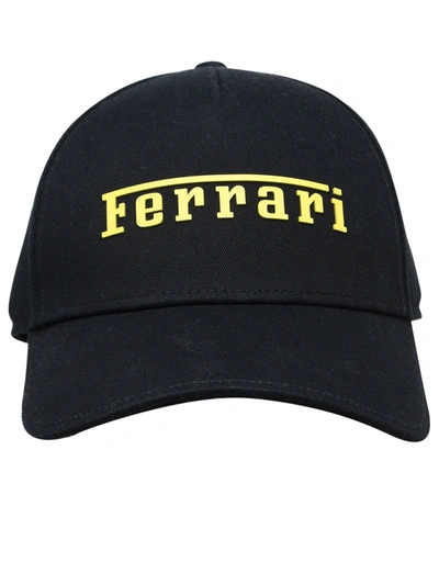 Shop Ferrari Black Cotton Cap Man