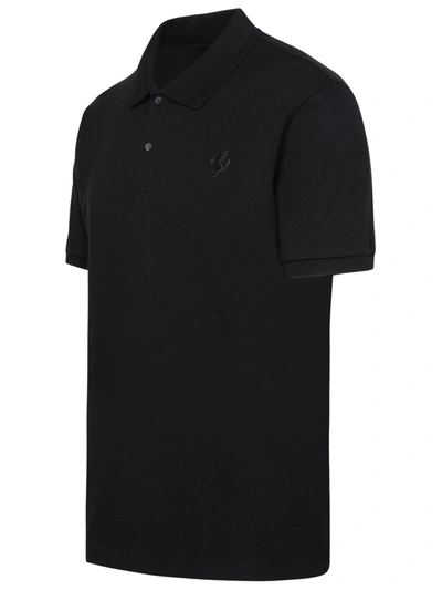 Shop Ferrari Polo Shirt In Black Cotton Man