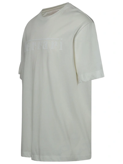 Shop Ferrari Man  White Cotton T-shirt