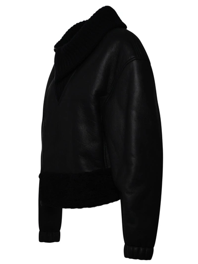 Shop Ferrari Black Leather Jacket Woman