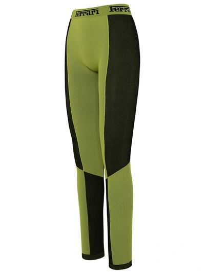 Shop Ferrari Woman  Green Polypropylene Livery Leggings In Black