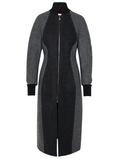 Shop Ferrari Woman  Grey Wool Coat In Black