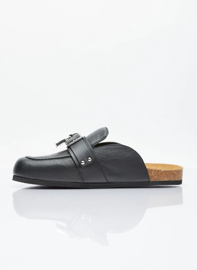 Shop Jw Anderson Men Padlock Loafer Leather Mules In Black