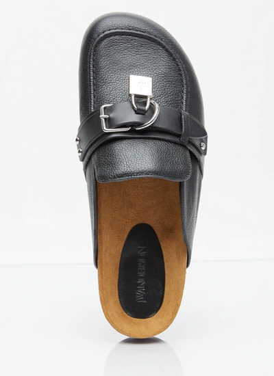 Shop Jw Anderson Men Padlock Loafer Leather Mules In Black