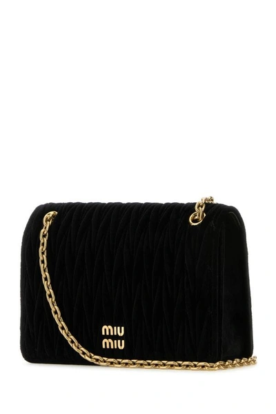Shop Miu Miu Woman Black Velvet Mini Shoulder Bag