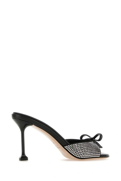 Miu Miu Woman Embellished Fabric Mules In Black