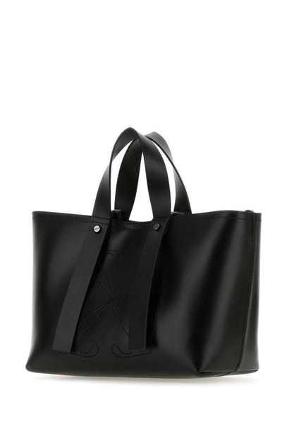 Shop Off-white Off White Woman Black Leather Small Day Off Shopping Bag