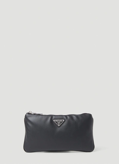 Shop Prada Men Triangle Plaque Pouch Wallet In Black