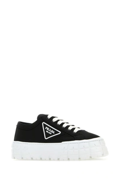 Shop Prada Woman Black Re-nylon Wheel Sneakers