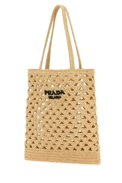 Shop Prada Woman Straw Handbag In Brown