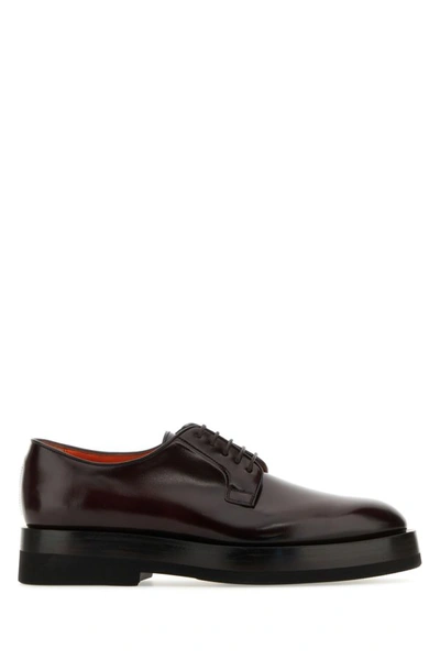 Shop Santoni Man Grape Leather Lace-up Shoes In Red