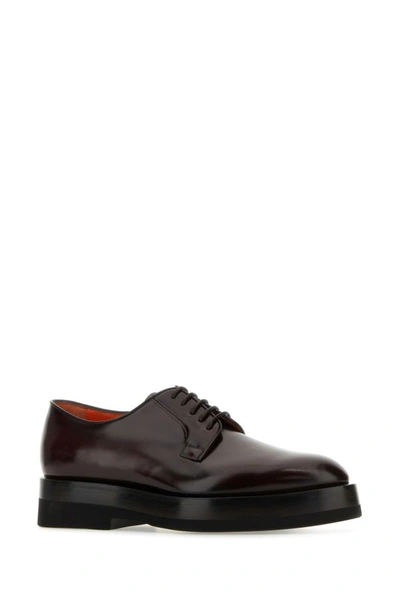 Shop Santoni Man Grape Leather Lace-up Shoes In Red