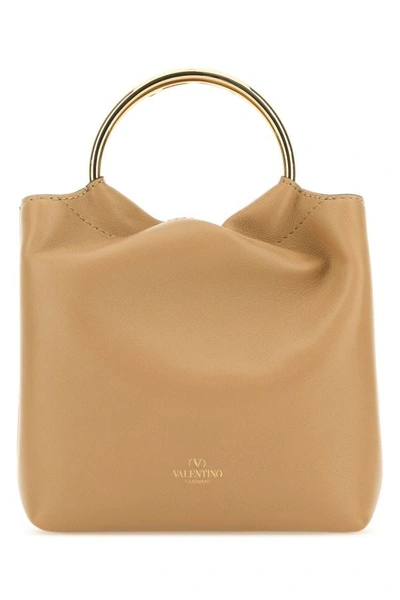 Shop Valentino Garavani Woman Beige Leather Bucket Bag In Pink
