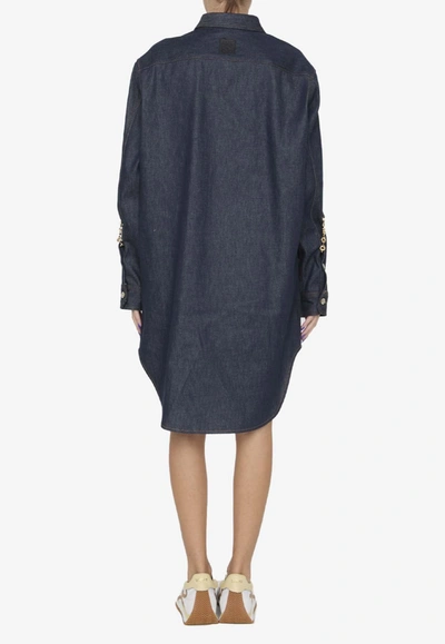 Shop Loewe Chain Shirt Denim Dress In Blue