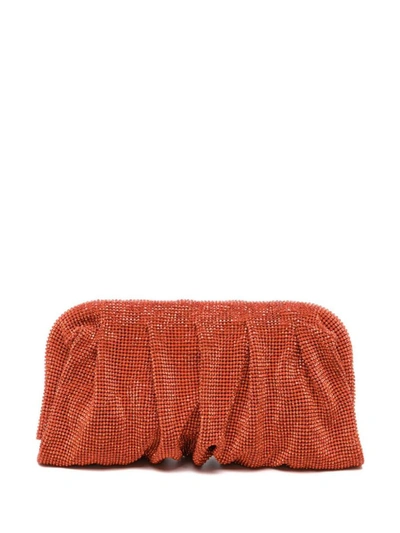 Shop Benedetta Bruzziches Venus La Grande Crystal-embellished Clutch Bag In Orange