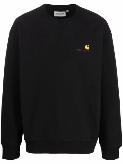 Shop Carhartt Wip American Script Cotton Blend Sweatshirt In Black