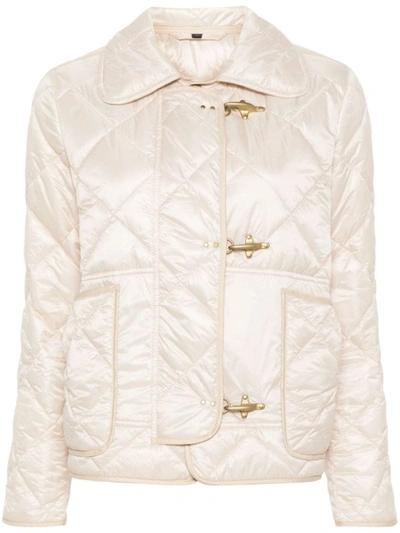 Shop Fay Quilted Mini 3-hook Caban Jacket In White