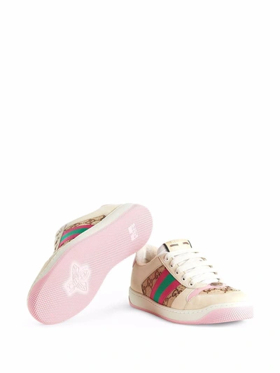 Shop Gucci Screener Crystal Embellished Sneakers In Pink