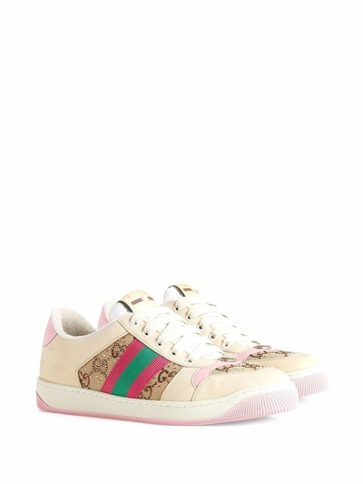 Shop Gucci Screener Crystal Embellished Sneakers In Pink