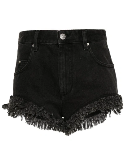 Shop Isabel Marant Eneidao Denim Cotton Shorts In Black