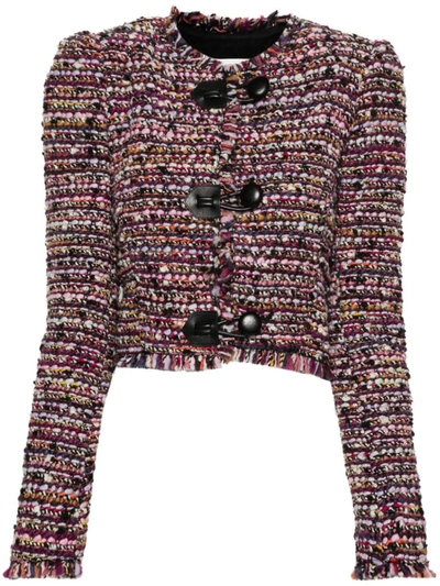 Shop Isabel Marant Gradilia Wool Cropped Jacket In Purple