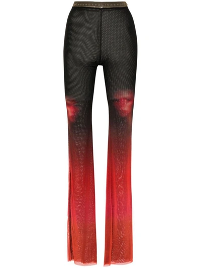 Shop Ottolinger Fade Print Mesh Trousers In Red