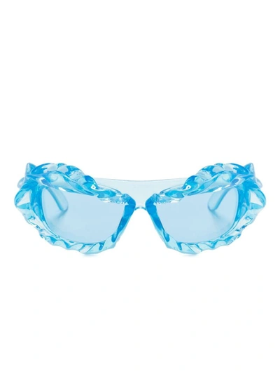 Shop Ottolinger Twisted Sunglasses In Clear Blue