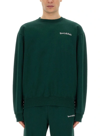Shop Sporty And Rich Sporty & Rich Sweatshirt With Logo Unisex In Green
