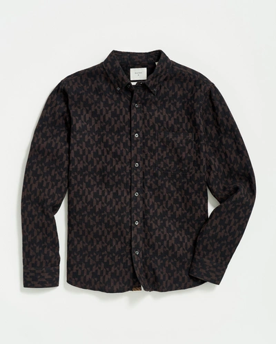 Shop Billy Reid Baselines Jacquard Tuscumbia Shirt In Black/brown