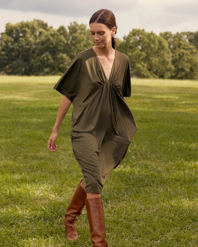 Reid Cocoon Knit Dress In Dark Green