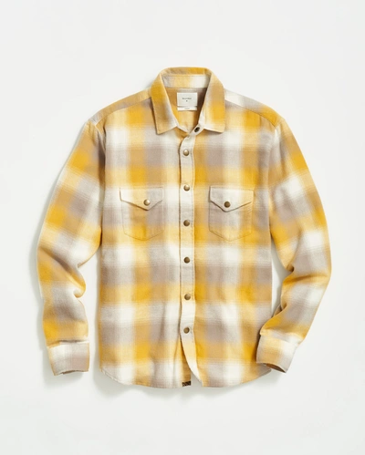 Shop Billy Reid Flannel Bold Plaid Western Snap Front Shirt In Natural/yellow