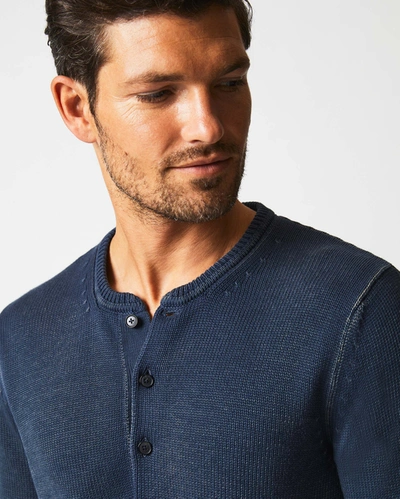 Shop Reid Garment Dyed Henley Sweater In Carbon Blue