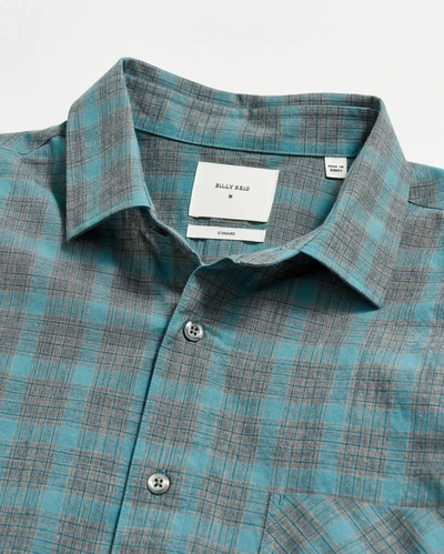 Shop Billy Reid Grid Plaid John T Shirt In Grey/smoke Blue