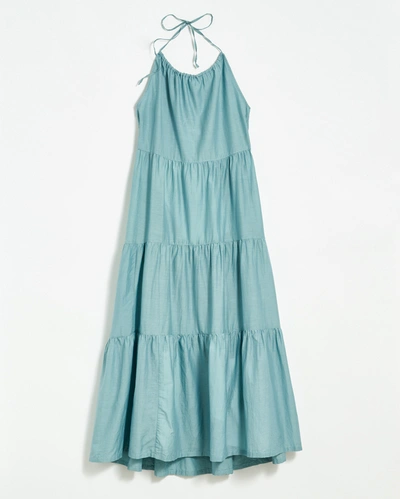 Shop Reid Halter Dress In Denim Blue