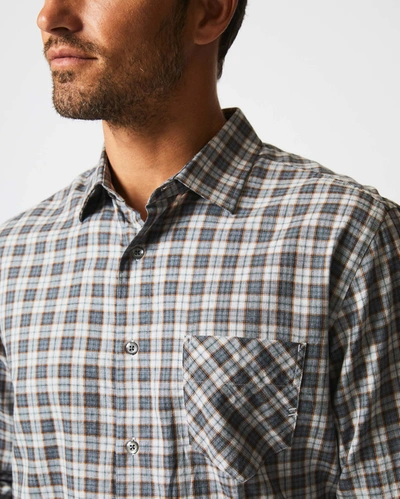 Shop Reid Herringbone Plaid John T Shirt In Grey/tan