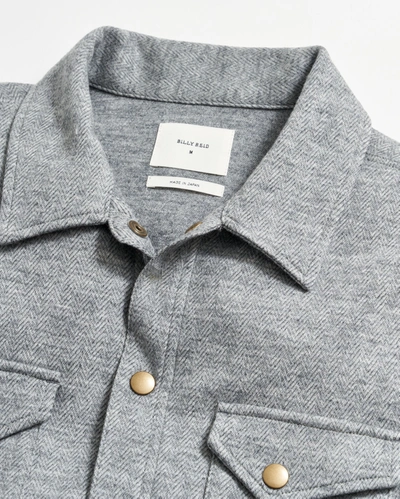 Shop Reid Herringbone Wool Shirt Jacket In Medium Grey