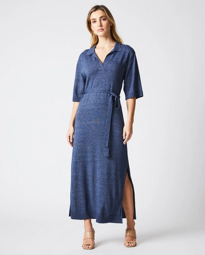 Shop Reid Knit Polo Dress In Coastal Blue