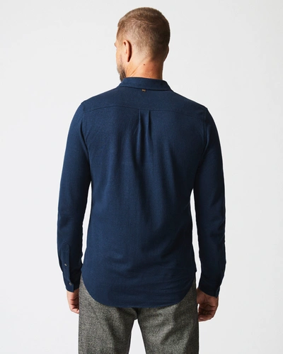 Shop Billy Reid L/s Hemp Cotton Knit Shirt In Carbon Blue