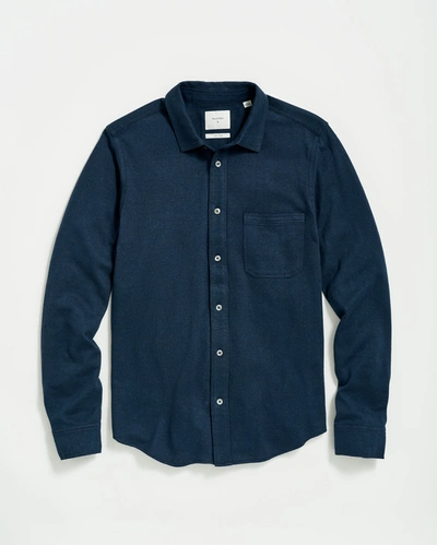 Shop Billy Reid L/s Hemp Cotton Knit Shirt In Carbon Blue
