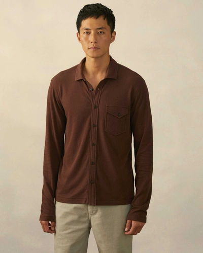 Shop Reid L/s Knit Button Front Shirt In Maroon
