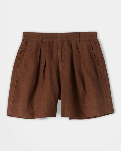 Shop Reid Linen Pleated Short In Billy's Brown