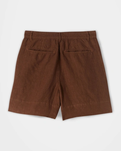 Shop Reid Linen Pleated Short In Billy's Brown