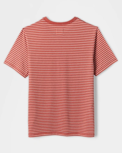 Reid Melange Stripe Tee In Engine Red