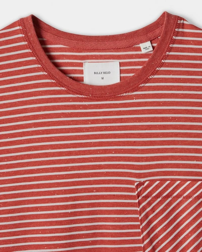 Reid Melange Stripe Tee In Engine Red