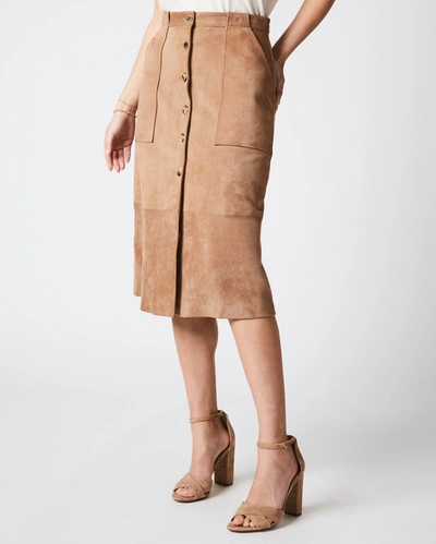 Reid Mitchell Suede Skirt In Taupe