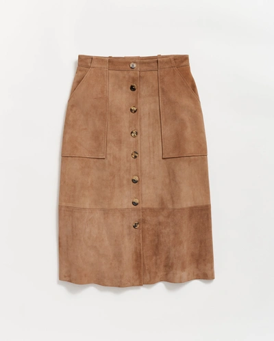 Reid Mitchell Suede Skirt In Taupe